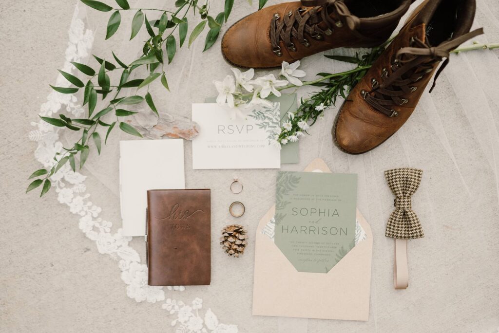 Elopement flat lay and details inspiration by Payton Rademacher Photography