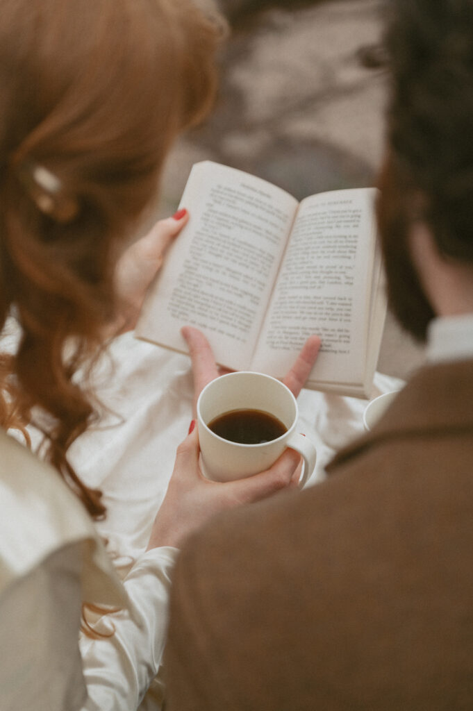 couple elope and read the romantic book